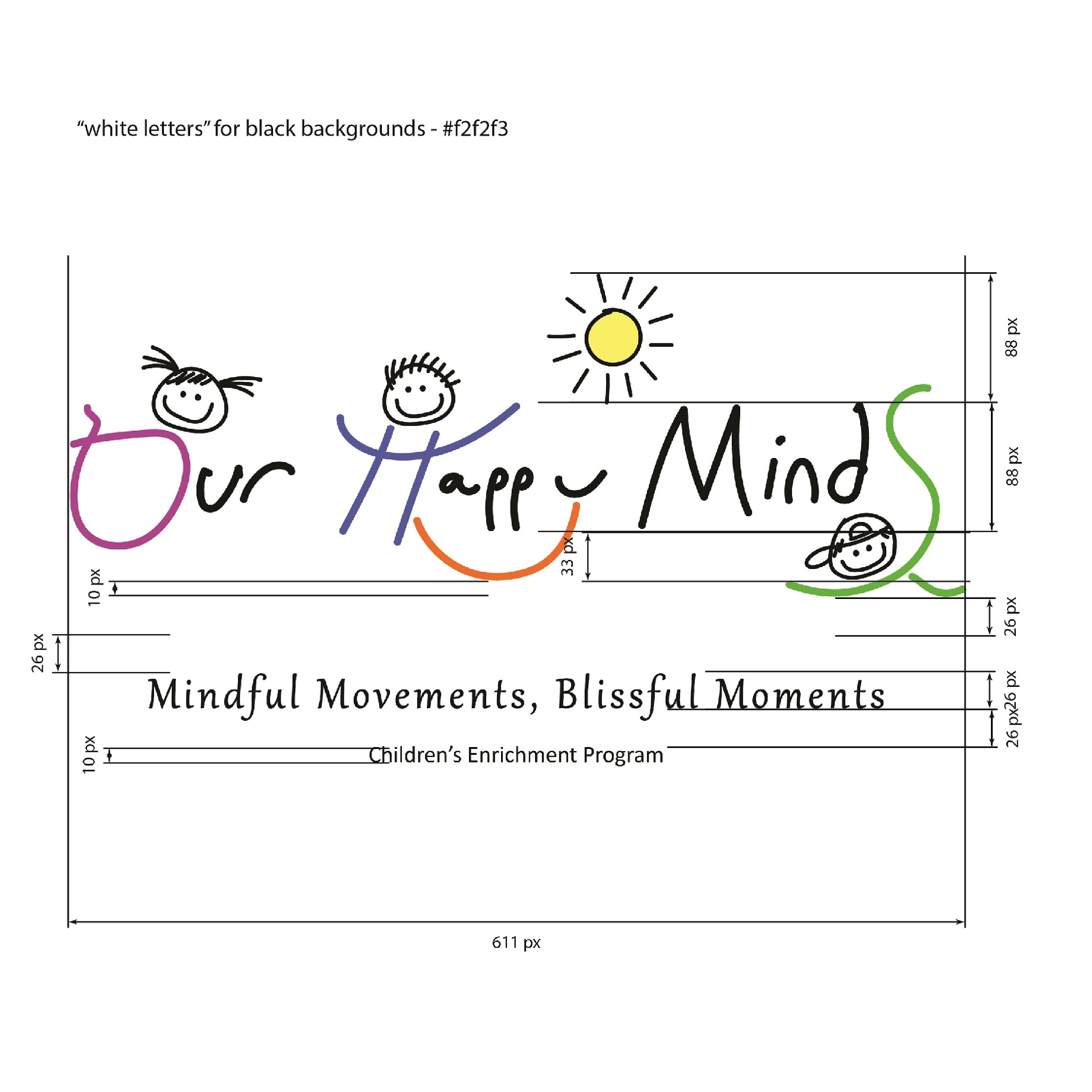 Specific details and measurements  of the logo