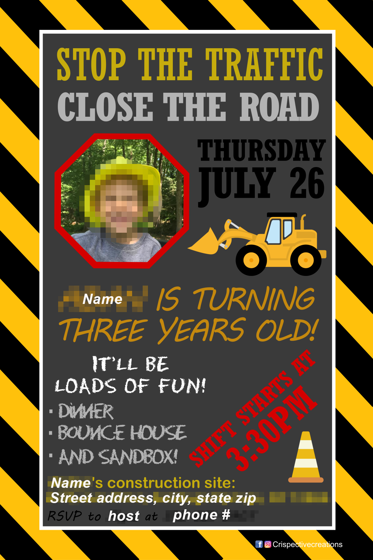 Construction themed party invitation