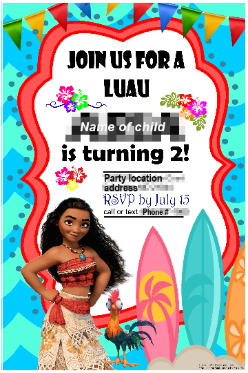 Mona themed birthday invitation