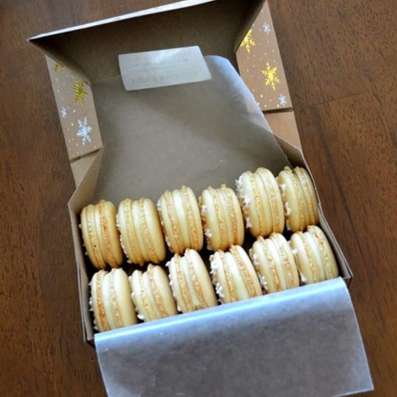 French macarons packaged in a box