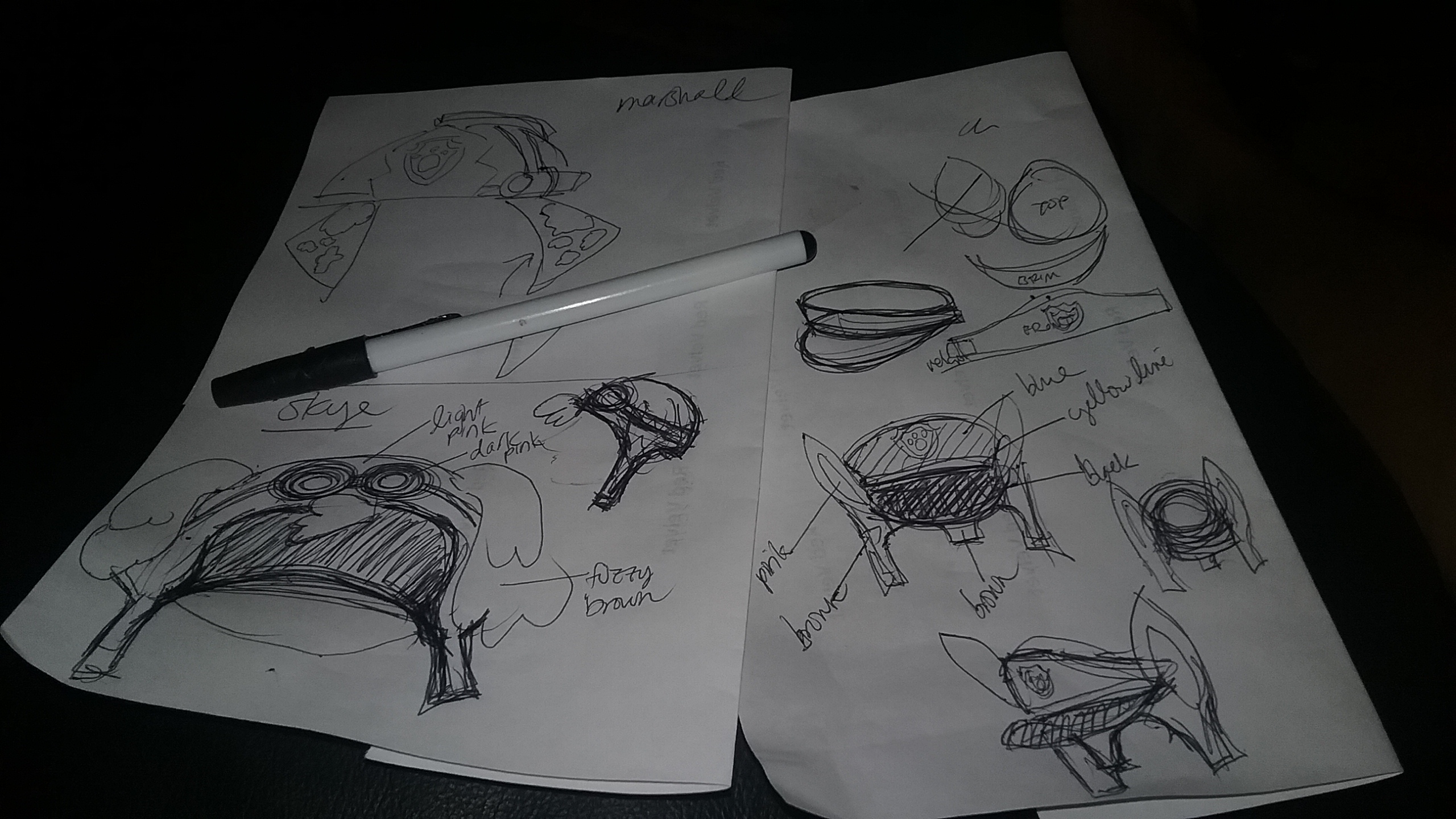 Sketchings of character hat designs